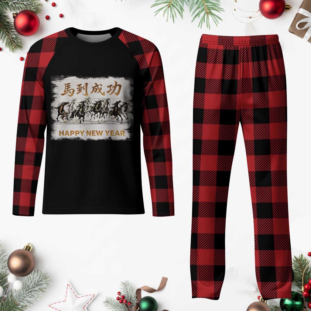 Year of The Horse 2026 Plaid Pajama Set Happy New Year Gallop Of The 8 Horses TS11 Buffalo Plaid Print Your Wear