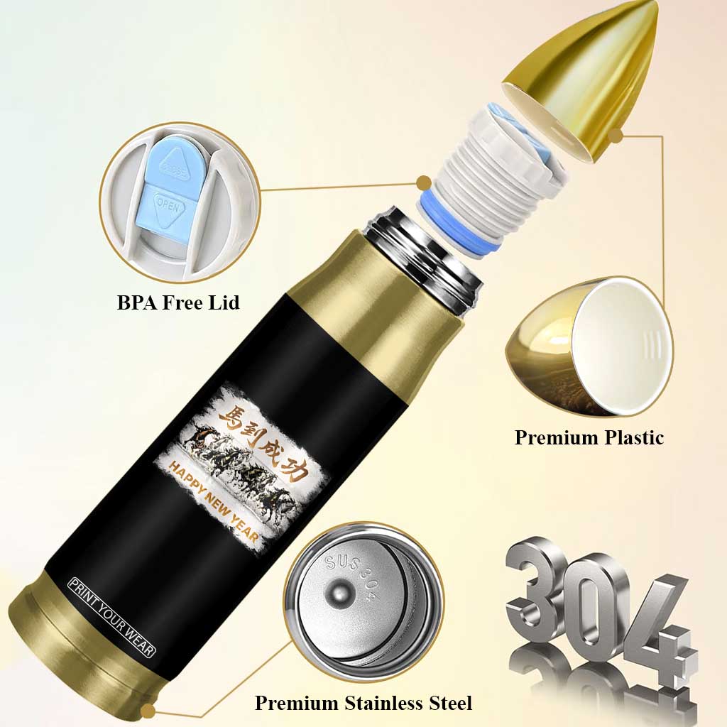 Year of The Horse 2026 Bullet Tumbler Happy New Year Gallop Of The 8 Horses TS11 Print Your Wear