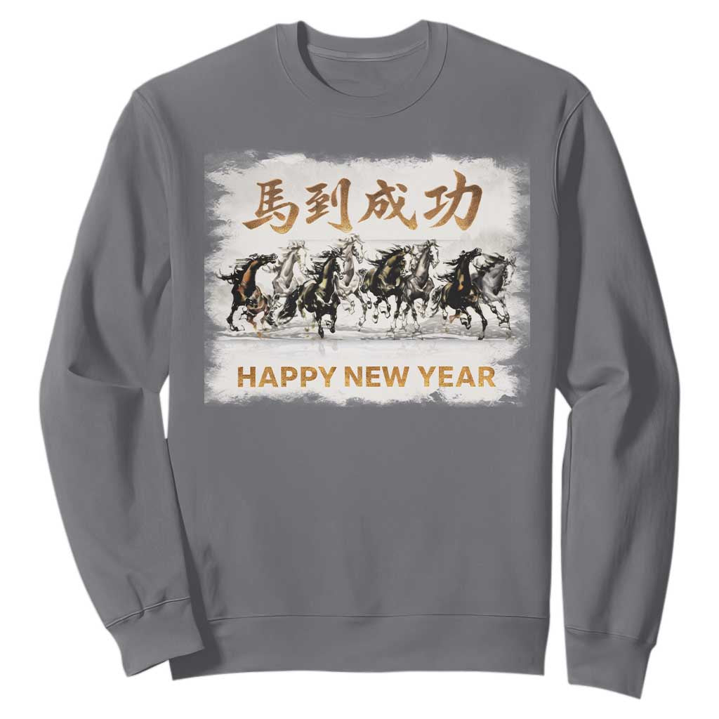 Year of The Horse 2026 Sweatshirt Happy New Year Gallop Of The 8 Horses TS11 Charcoal Print Your Wear