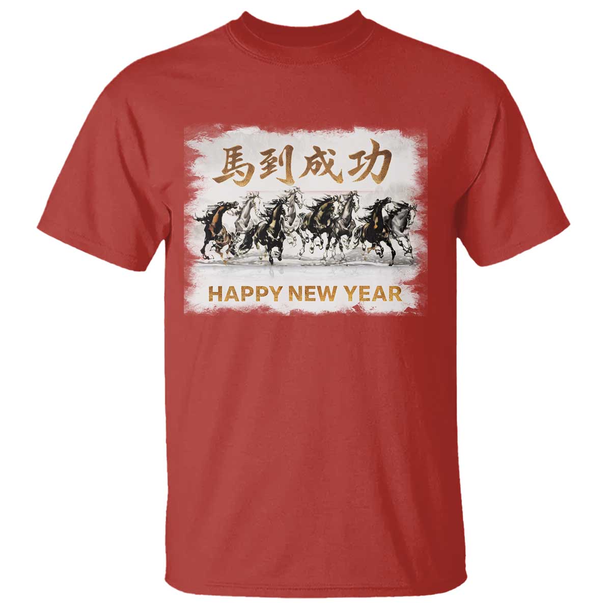 Year of The Horse 2026 T Shirt Happy New Year Gallop Of The 8 Horses TS11 Red Print Your Wear