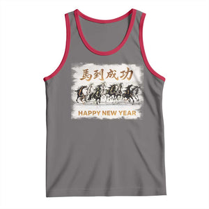 Year of The Horse 2026 Tank Top Happy New Year Gallop Of The 8 Horses TS11 Deep Heather Red Print Your Wear