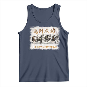 Year of The Horse 2026 Tank Top Happy New Year Gallop Of The 8 Horses TS11 Navy Print Your Wear