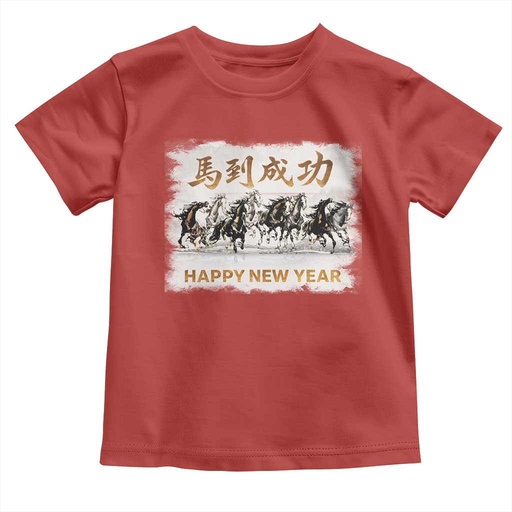 Year of The Horse 2026 Toddler T Shirt Happy New Year Gallop Of The 8 Horses TS11 Red Print Your Wear