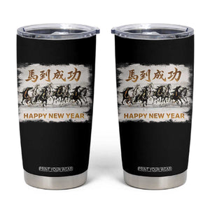 Year of The Horse 2026 Tumbler Cup Happy New Year Gallop Of The 8 Horses TS11 Black Print Your Wear
