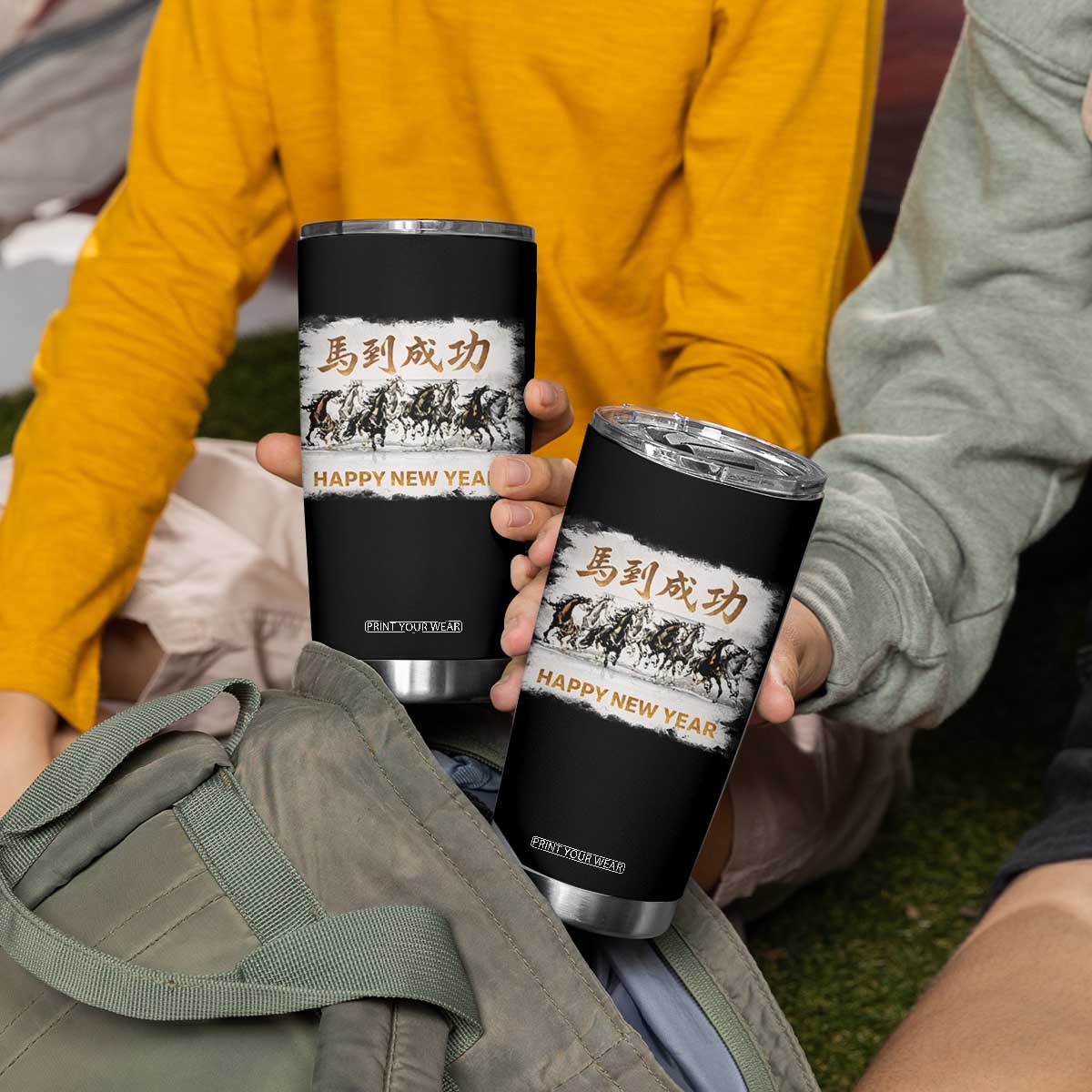 Year of The Horse 2026 Tumbler Cup Happy New Year Gallop Of The 8 Horses TS11 Print Your Wear