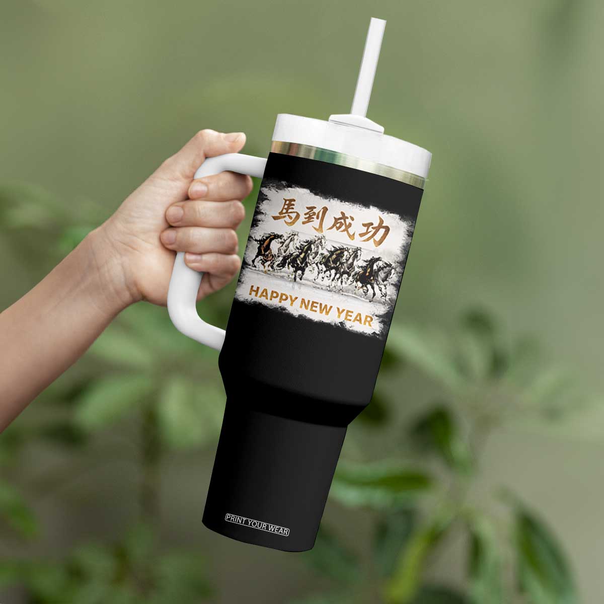 Year of The Horse 2026 Tumbler With Handle Happy New Year Gallop Of The 8 Horses TS11 Print Your Wear