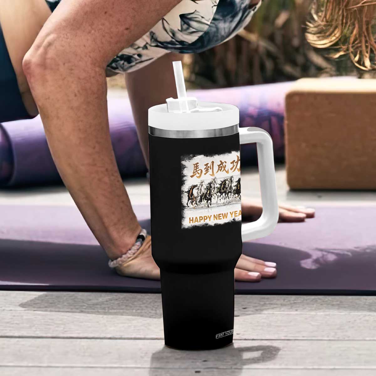 Year of The Horse 2026 Tumbler With Handle Happy New Year Gallop Of The 8 Horses TS11 Print Your Wear