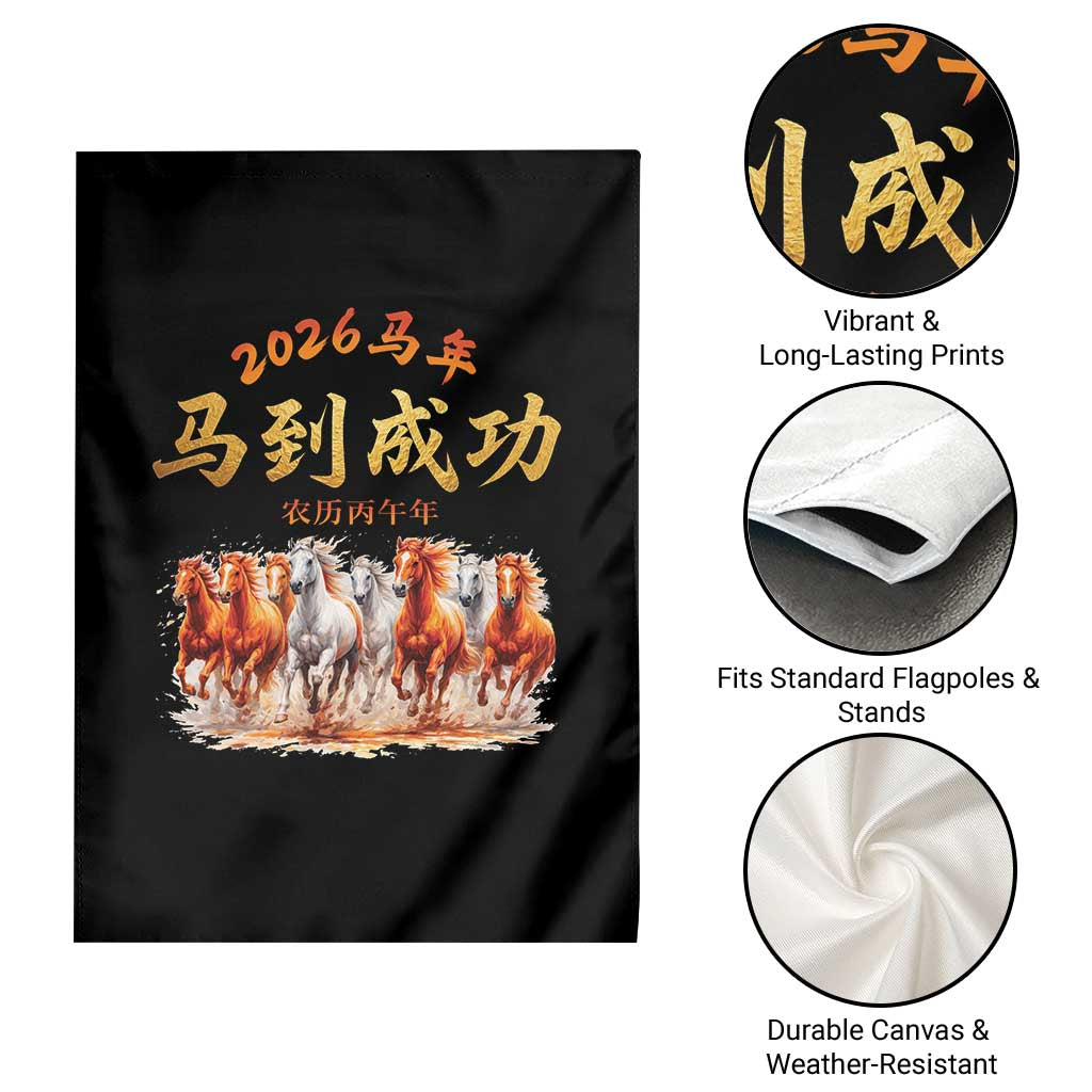 Gallop Of The 8 Horses Garden Flag Chinese New Year 2026 Year of The Horse TS11 Print Your Wear