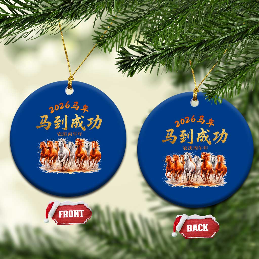 Gallop Of The 8 Horses Ceramic Ornament Chinese New Year 2026 Year of The Horse TS11 1pc Blue Print Your Wear