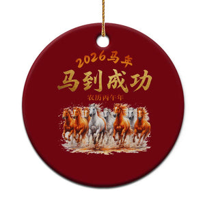 Gallop Of The 8 Horses Ceramic Ornament Chinese New Year 2026 Year of The Horse TS11 1pc Red Print Your Wear