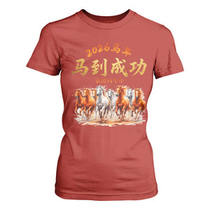 Gallop Of The 8 Horses T Shirt For Women Chinese New Year 2026 Year of The Horse TS11 Red Print Your Wear