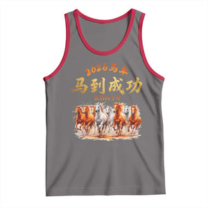 Gallop Of The 8 Horses Tank Top Chinese New Year 2026 Year of The Horse TS11 Deep Heather Red Print Your Wear