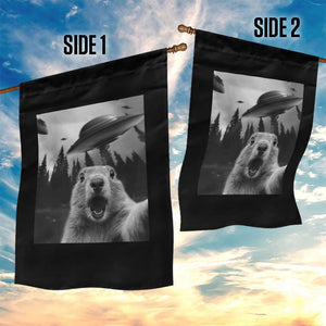 Funny Groundhog Selfie With Alien UFOs Weird Ground Hog Day Garden Flag TS11 Print Your Wear