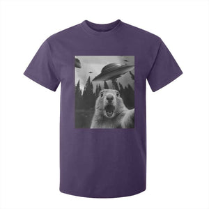 Funny Groundhog Selfie With Alien UFOs Weird Ground Hog Day T Shirt For Kid TS11 Purple Print Your Wear