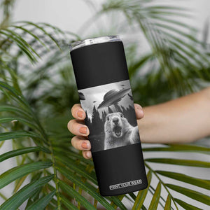Funny Groundhog Selfie With Alien UFOs Weird Ground Hog Day Skinny Tumbler TS11 Print Your Wear