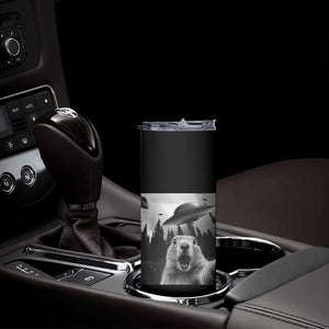 Funny Groundhog Selfie With Alien UFOs Weird Ground Hog Day Skinny Tumbler TS11 Print Your Wear