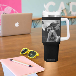 Funny Groundhog Selfie With Alien UFOs Weird Ground Hog Day Tumbler With Handle TS11 Print Your Wear