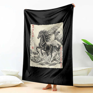 Japanese New Year 2026 Throw Blanket Year Of The Horse Tsunami Ukiyo e Art TS11 Print Your Wear