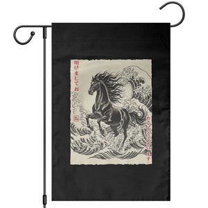 Japanese New Year 2026 Garden Flag Year Of The Horse Tsunami Ukiyo e Art TS11 Black Print Your Wear