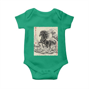 Japanese New Year 2026 Baby Onesie Year Of The Horse Tsunami Ukiyo e Art TS11 Irish Green Print Your Wear