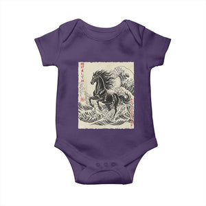 Japanese New Year 2026 Baby Onesie Year Of The Horse Tsunami Ukiyo e Art TS11 Purple Print Your Wear