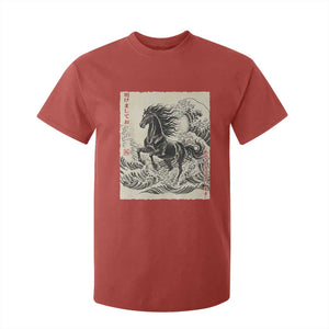 Japanese New Year 2026 T Shirt For Kid Year Of The Horse Tsunami Ukiyo e Art TS11 Red Print Your Wear