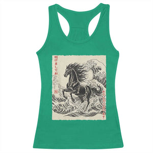 Japanese New Year 2026 Racerback Tank Top Year Of The Horse Tsunami Ukiyo e Art TS11 Irish Green Print Your Wear
