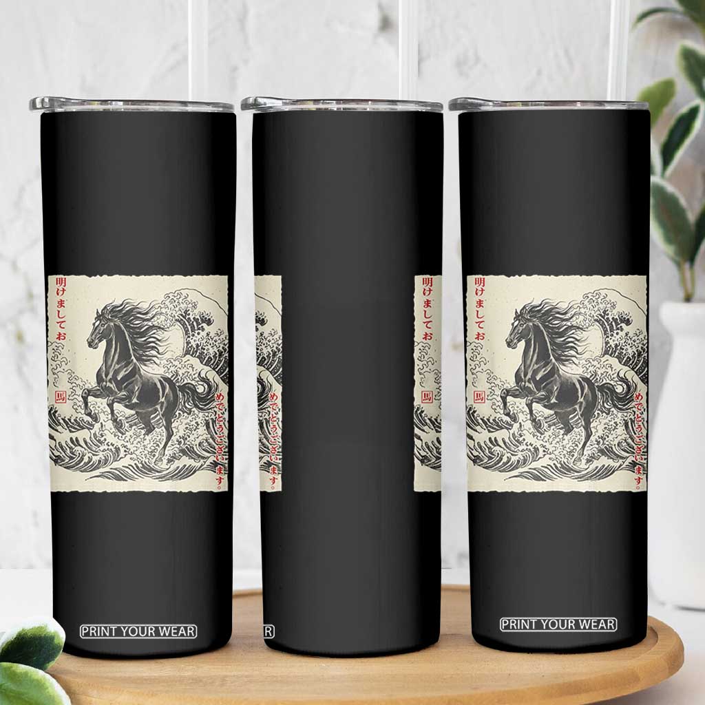 Japanese New Year 2026 Skinny Tumbler Year Of The Horse Tsunami Ukiyo e Art TS11 Print Your Wear