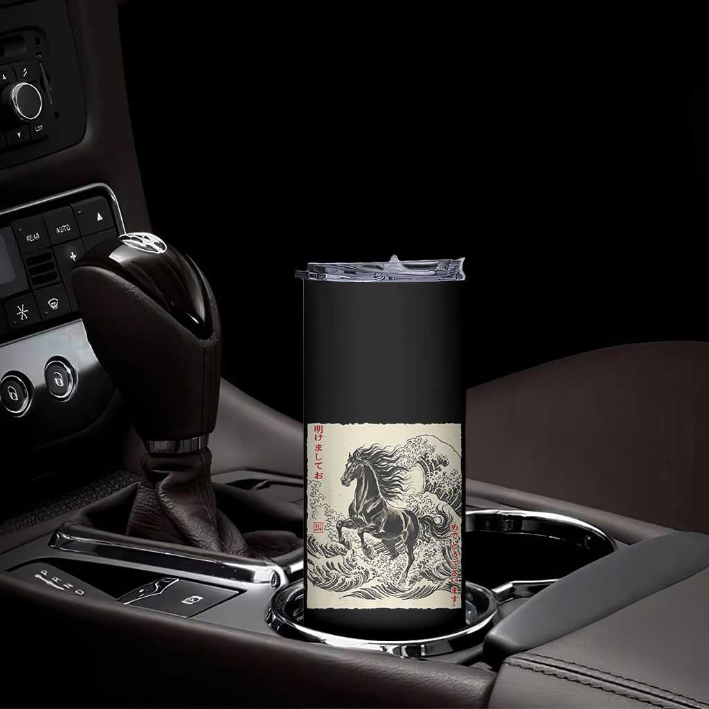 Japanese New Year 2026 Skinny Tumbler Year Of The Horse Tsunami Ukiyo e Art TS11 Print Your Wear