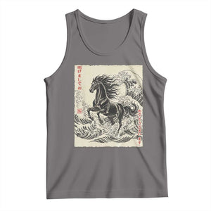 Japanese New Year 2026 Tank Top Year Of The Horse Tsunami Ukiyo e Art TS11 Deep Heather Print Your Wear
