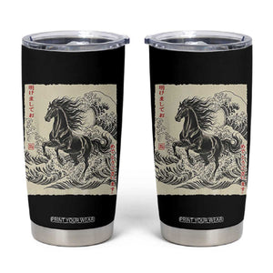 Japanese New Year 2026 Tumbler Cup Year Of The Horse Tsunami Ukiyo e Art TS11 Black Print Your Wear