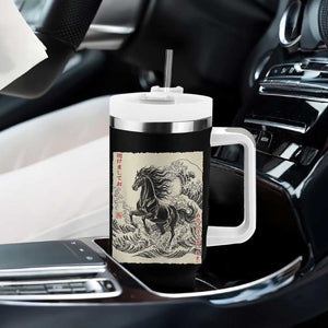 Japanese New Year 2026 Tumbler With Handle Year Of The Horse Tsunami Ukiyo e Art TS11 Print Your Wear