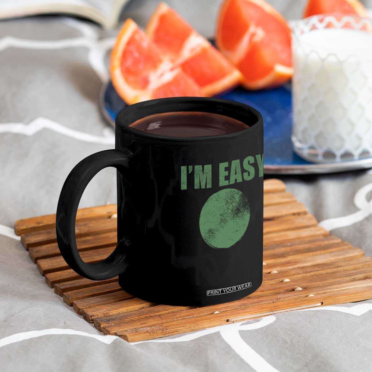 Funny I'm Easy Snowboard Ski Coffee Mug Green Circle Retro Mountain Sign TS11 Print Your Wear