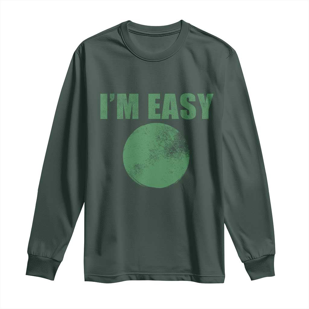 Funny I'm Easy Snowboard Ski Long Sleeve Shirt Green Circle Retro Mountain Sign TS11 Dark Forest Green Print Your Wear