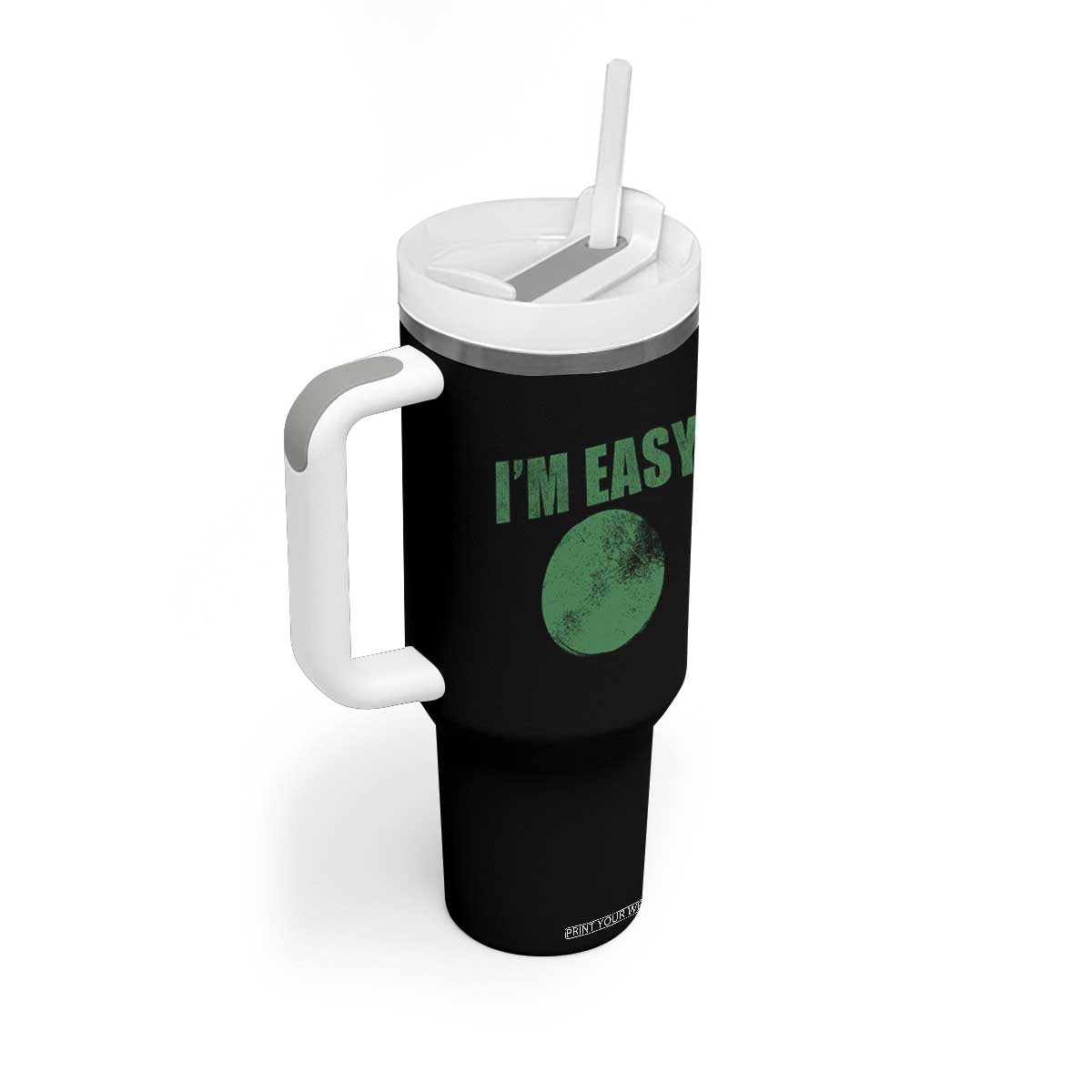 Funny I'm Easy Snowboard Ski Tumbler With Handle Green Circle Retro Mountain Sign TS11 Print Your Wear