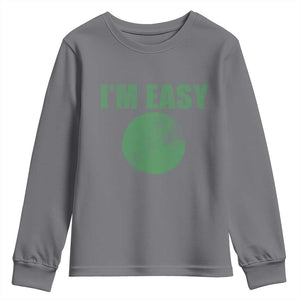 Funny I'm Easy Snowboard Ski Youth Sweatshirt Green Circle Retro Mountain Sign TS11 Charcoal Print Your Wear