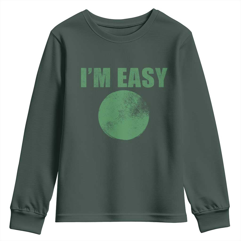 Funny I'm Easy Snowboard Ski Youth Sweatshirt Green Circle Retro Mountain Sign TS11 Dark Forest Green Print Your Wear