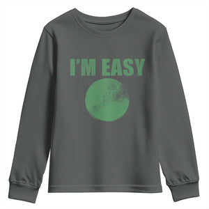 Funny I'm Easy Snowboard Ski Youth Sweatshirt Green Circle Retro Mountain Sign TS11 Dark Heather Print Your Wear