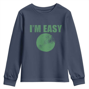 Funny I'm Easy Snowboard Ski Youth Sweatshirt Green Circle Retro Mountain Sign TS11 Navy Print Your Wear