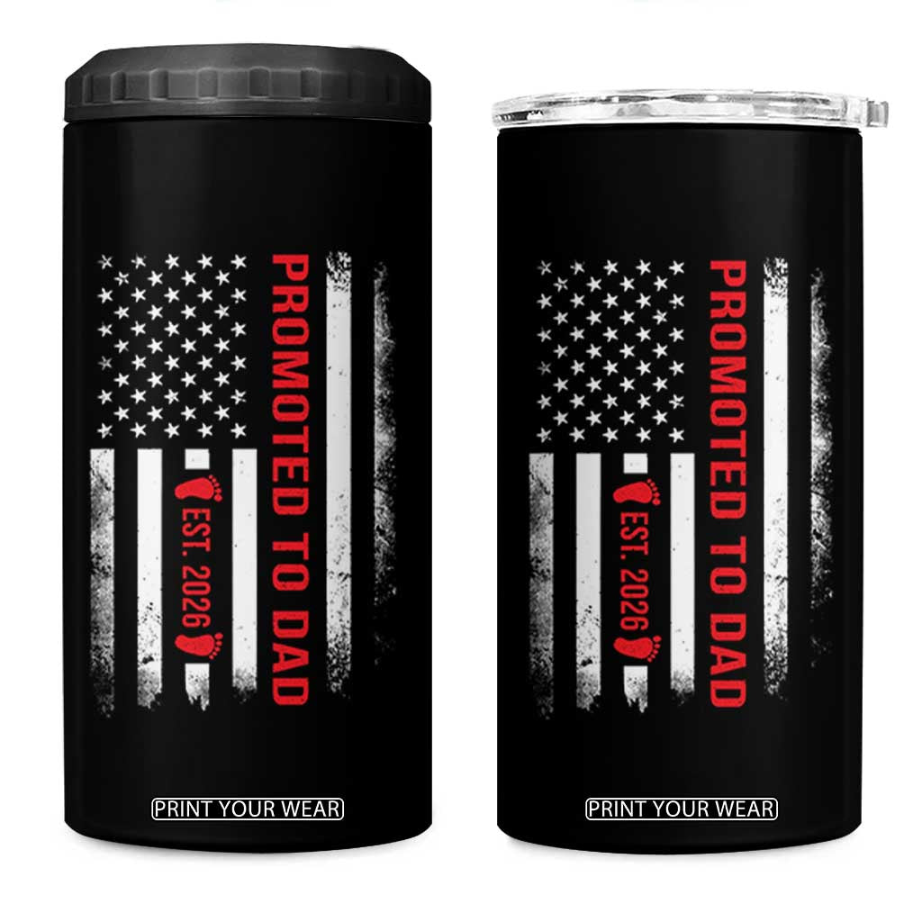 Promoted To Dad Est 2026 4 in 1 Can Cooler Tumbler New Dad 2026 Baby Announcement TS11 One Size: 16 oz Black Print Your Wear