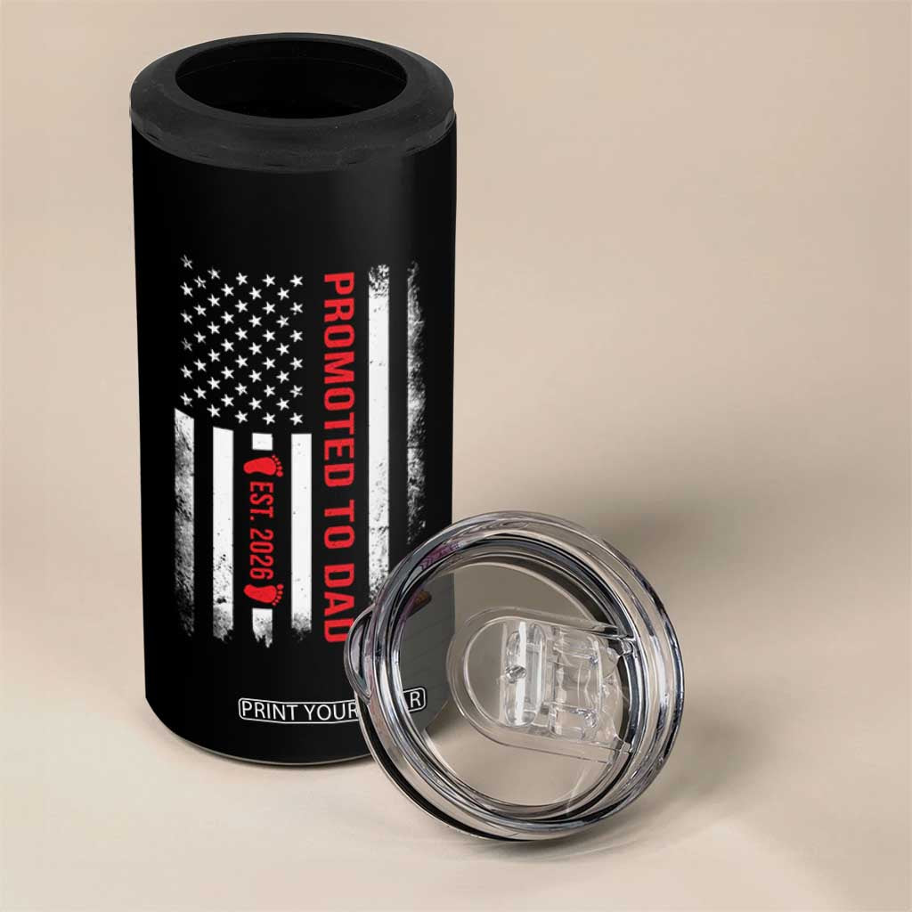 Promoted To Dad Est 2026 4 in 1 Can Cooler Tumbler New Dad 2026 Baby Announcement TS11 Print Your Wear