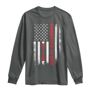 Promoted To Dad Est 2026 Long Sleeve Shirt New Dad 2026 Baby Announcement TS11 Dark Heather Print Your Wear