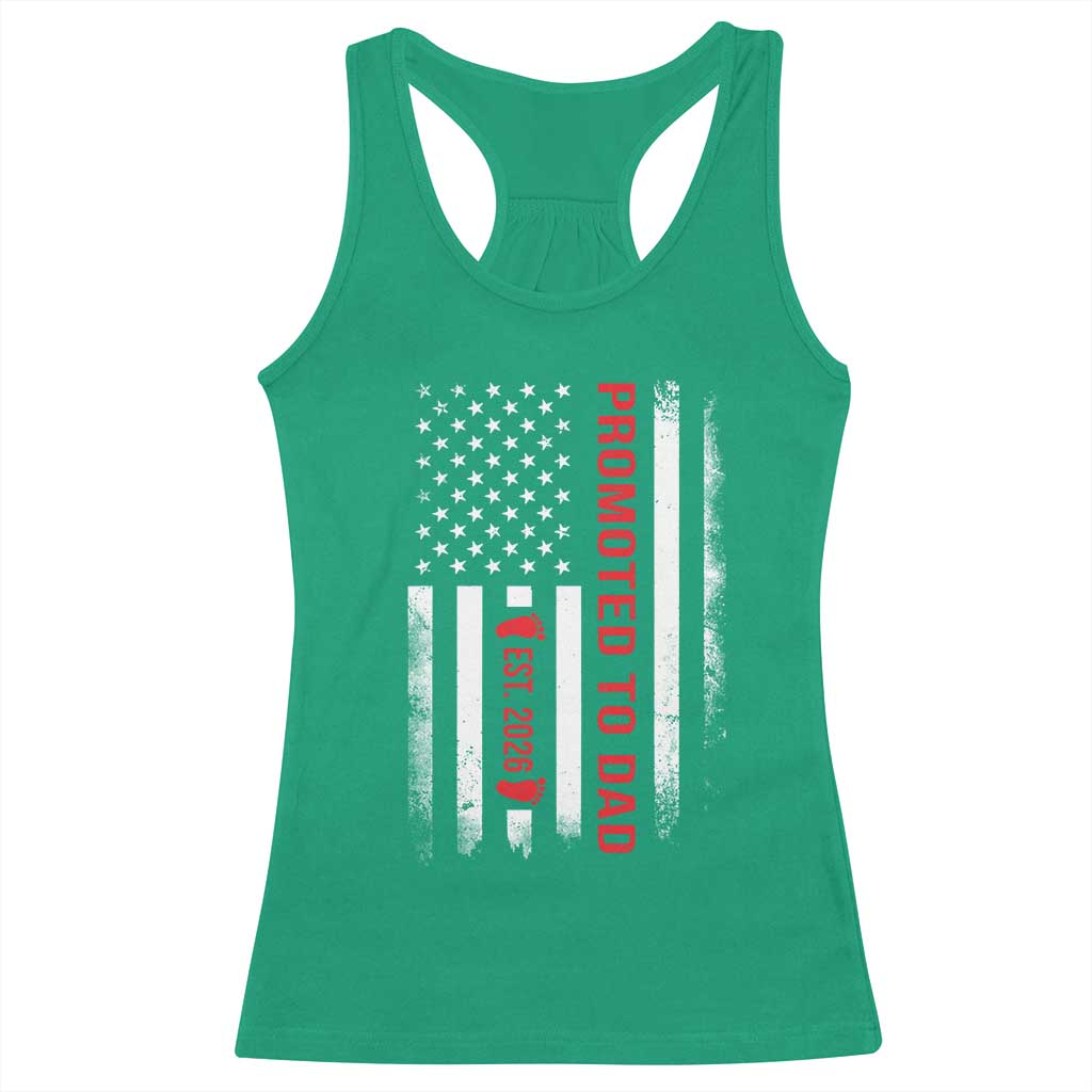 Promoted To Dad Est 2026 Racerback Tank Top New Dad 2026 Baby Announcement TS11 Irish Green Print Your Wear
