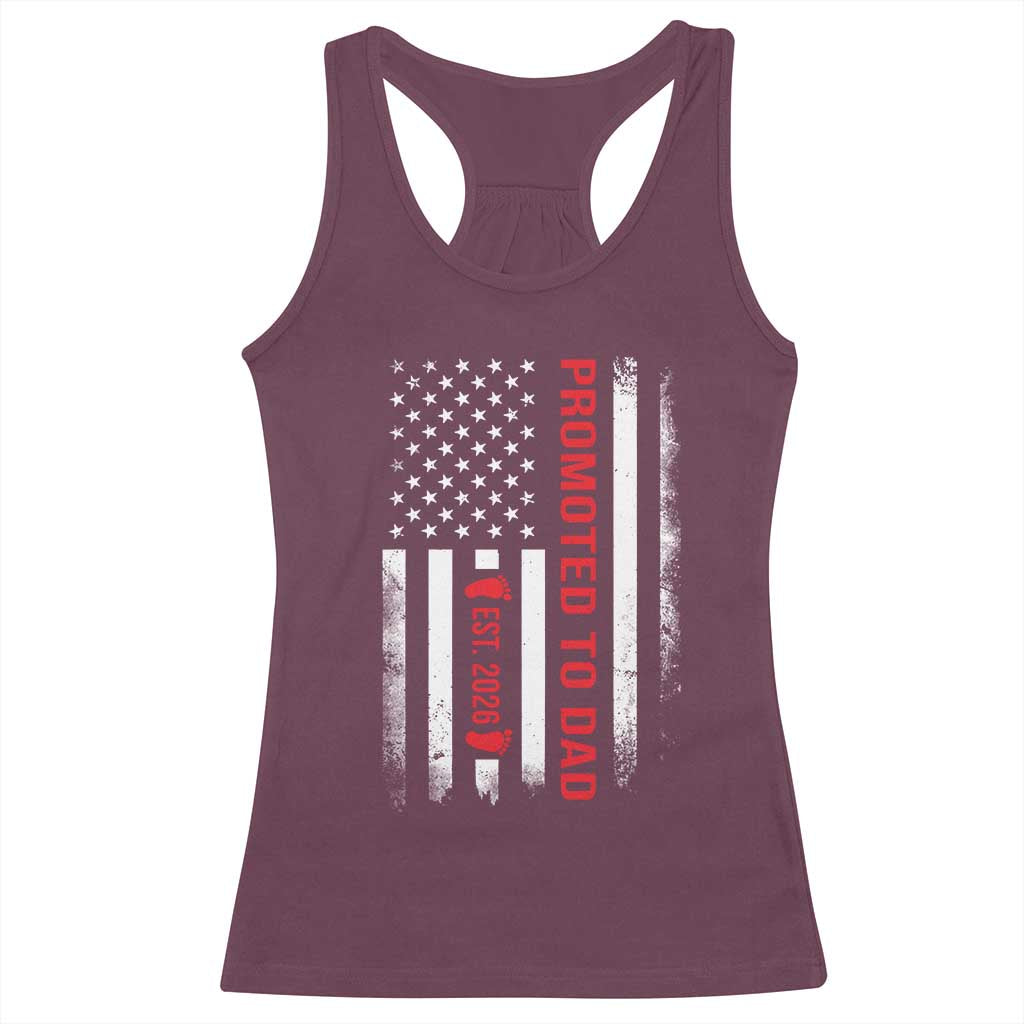 Promoted To Dad Est 2026 Racerback Tank Top New Dad 2026 Baby Announcement TS11 Maroon Print Your Wear