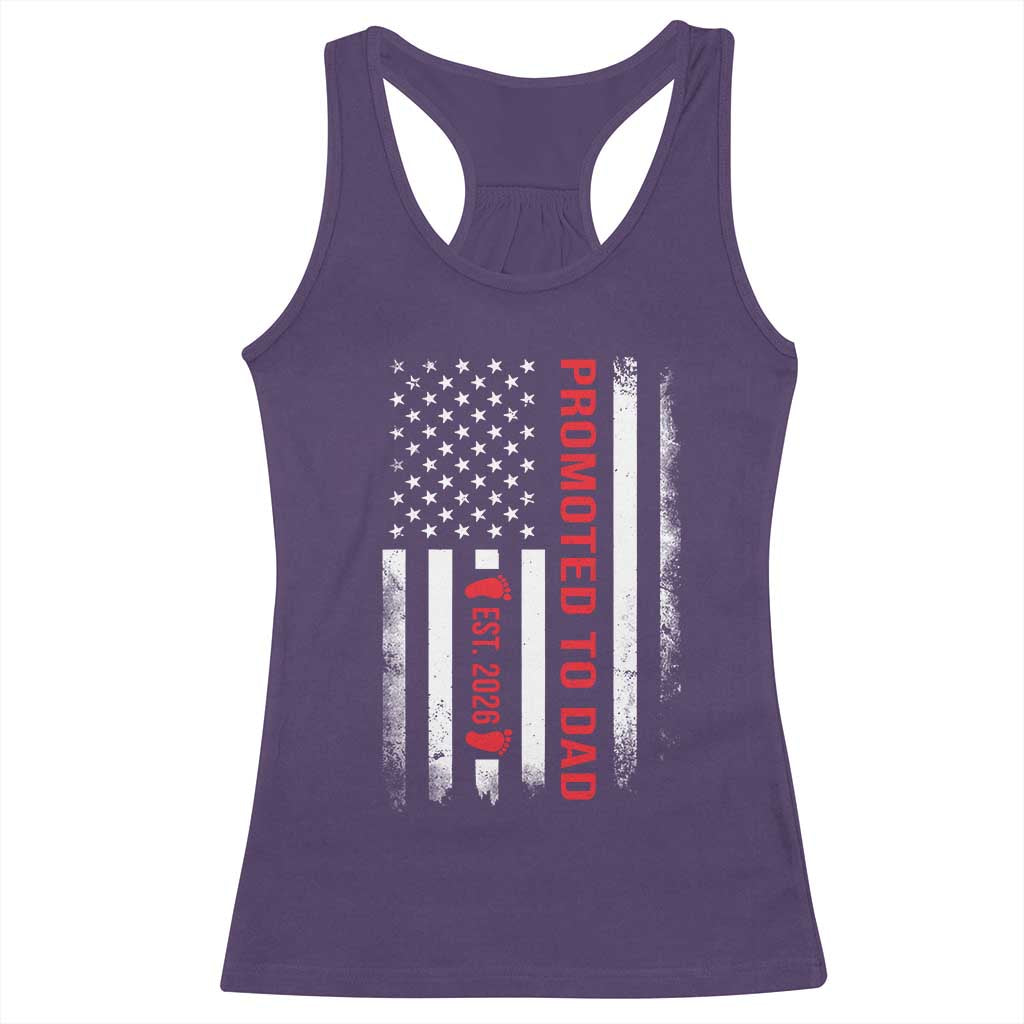 Promoted To Dad Est 2026 Racerback Tank Top New Dad 2026 Baby Announcement TS11 Purple Print Your Wear