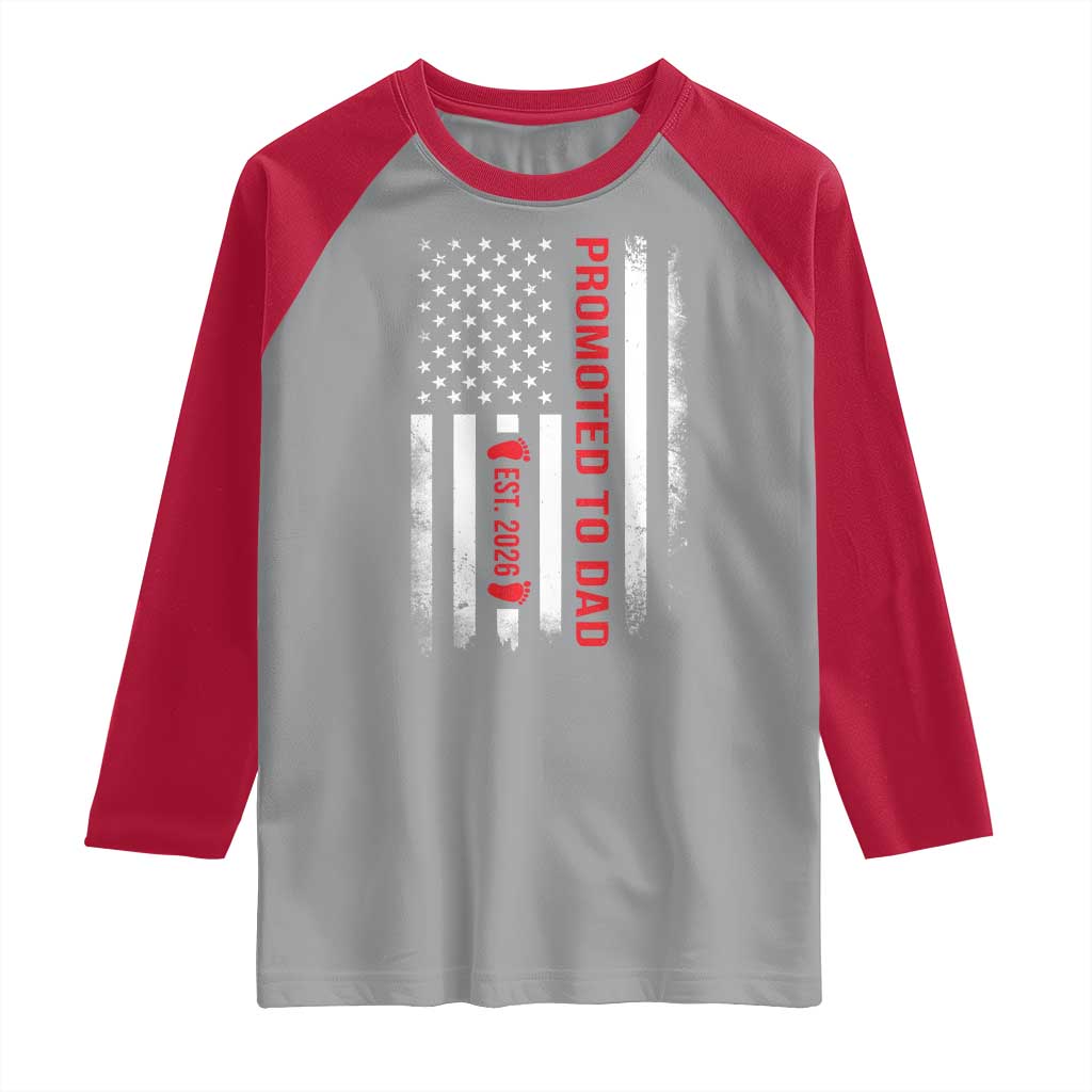 Promoted To Dad Est 2026 Raglan Shirt New Dad 2026 Baby Announcement TS11 Sport Gray Red Print Your Wear