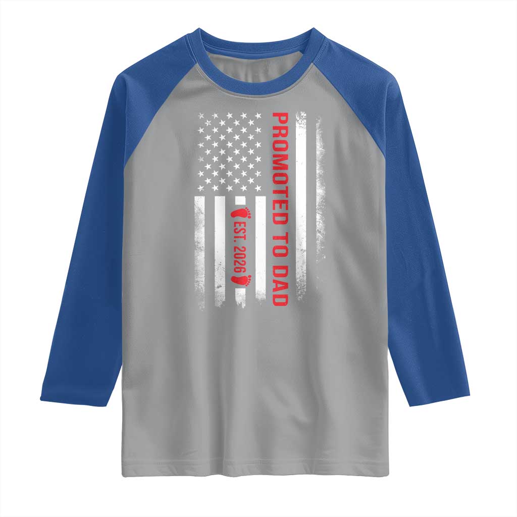 Promoted To Dad Est 2026 Raglan Shirt New Dad 2026 Baby Announcement TS11 Sport Gray Royal Print Your Wear