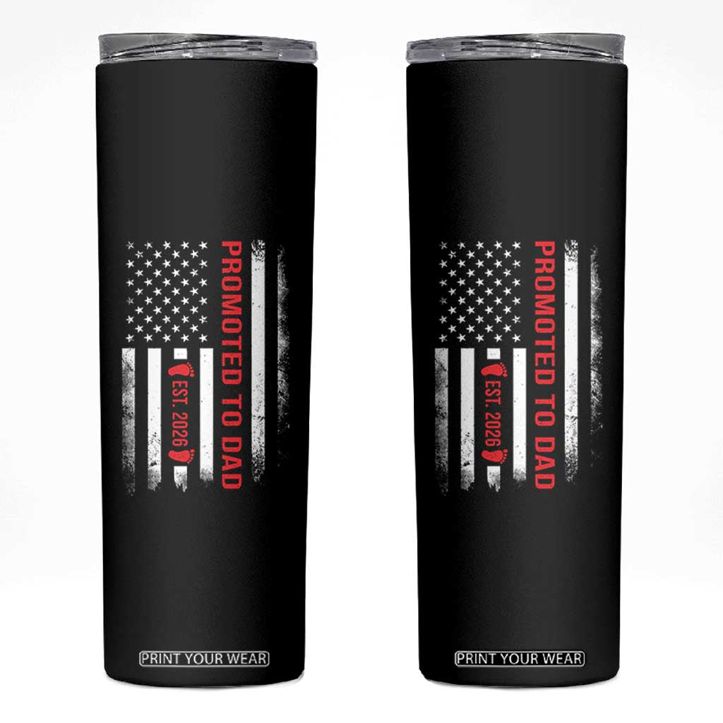 Promoted To Dad Est 2026 Skinny Tumbler New Dad 2026 Baby Announcement TS11 Black Print Your Wear