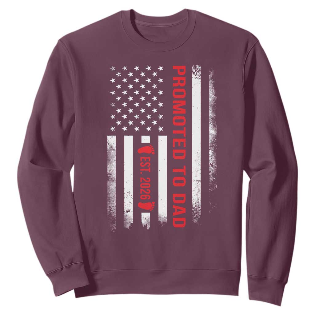 Promoted To Dad Est 2026 Sweatshirt New Dad 2026 Baby Announcement TS11 Maroon Print Your Wear