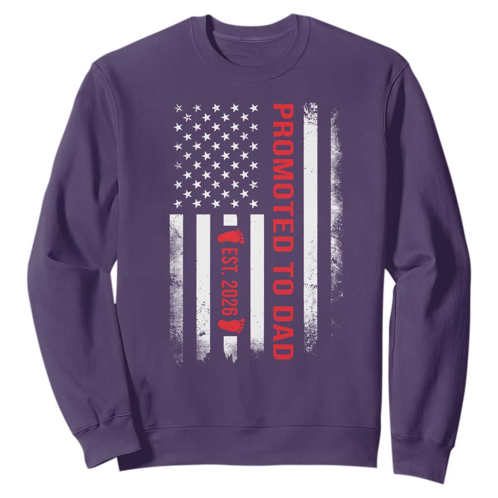 Promoted To Dad Est 2026 Sweatshirt New Dad 2026 Baby Announcement TS11 Purple Print Your Wear
